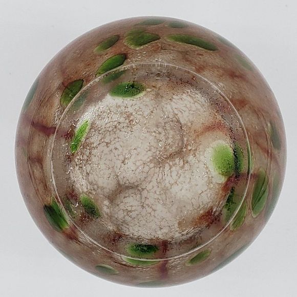 Maltese Mtarfa Green Rust Spatter Stretched Art Glass Vase - Picture 5 of 11